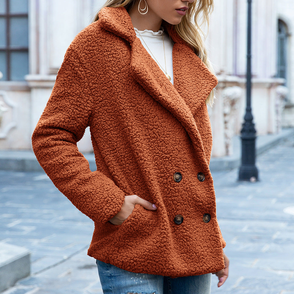 Classic Double-Breasted Wool Blend Coat