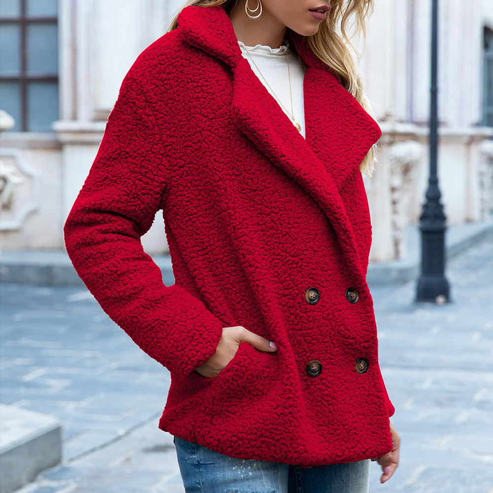 Classic Double-Breasted Wool Blend Coat