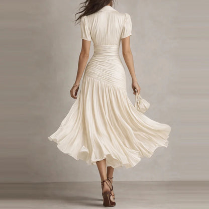 The Retro Striped Satin Midi Dress