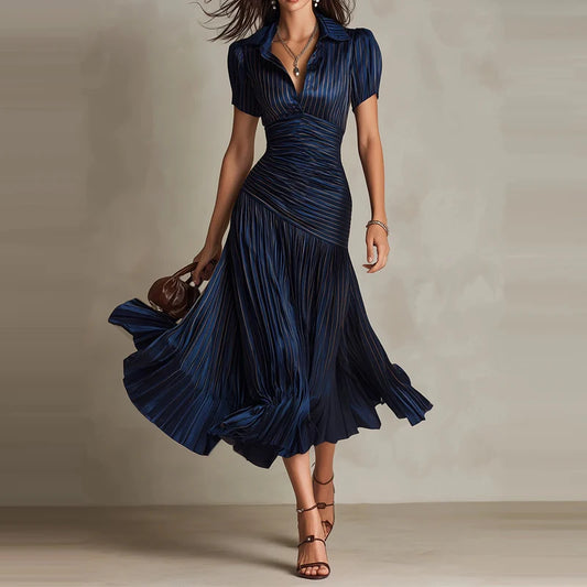 The Retro Striped Satin Midi Dress