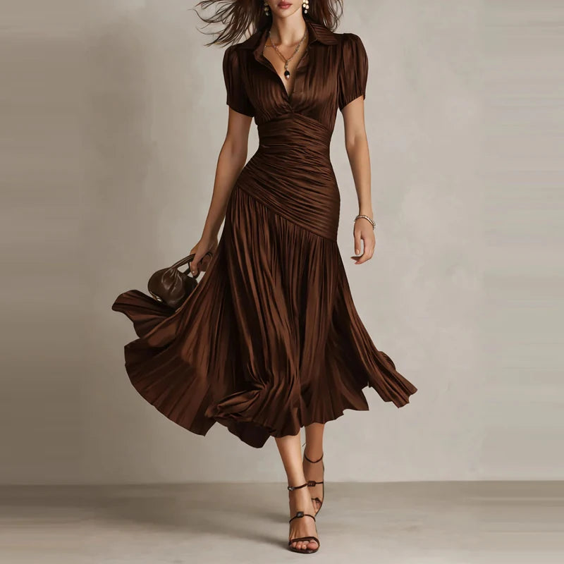 The Retro Striped Satin Midi Dress