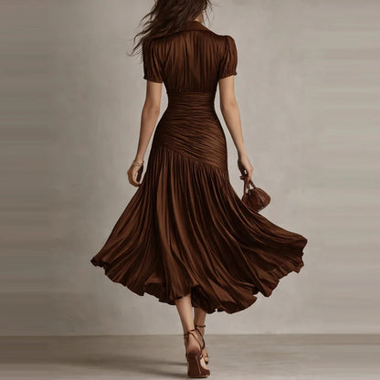 The Retro Striped Satin Midi Dress