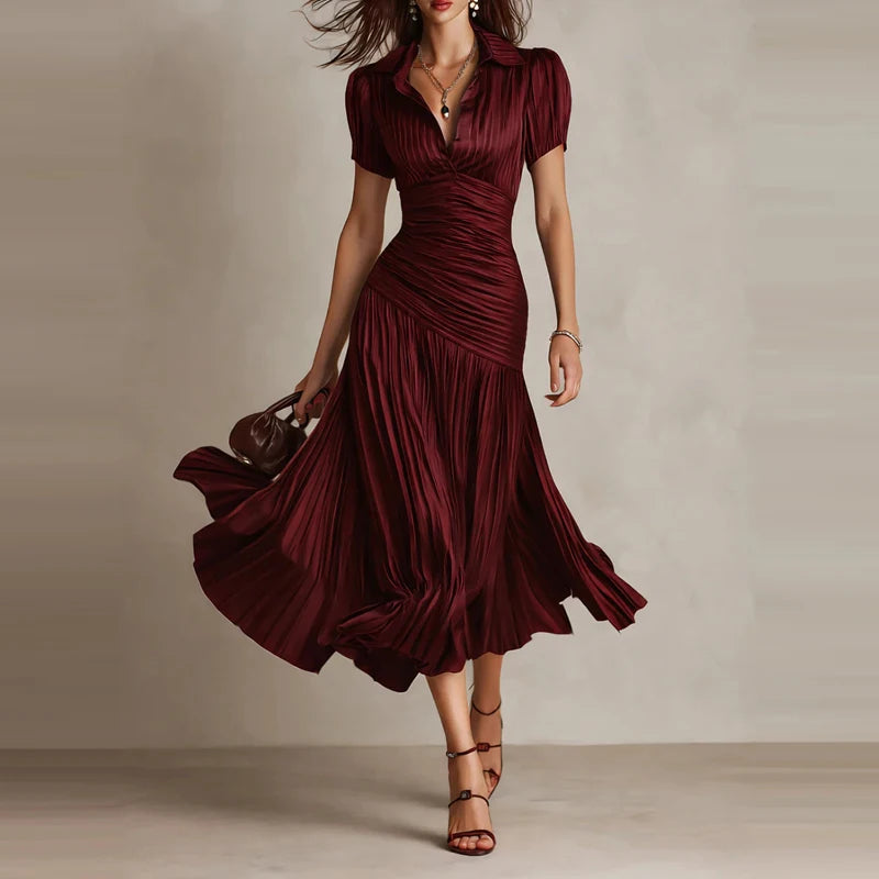 The Retro Striped Satin Midi Dress